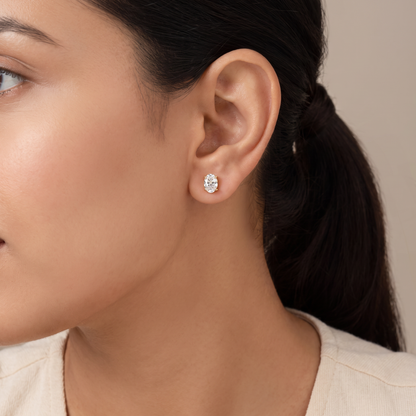 2 CT Oval Solitaire Lab Grown Diamond Studs