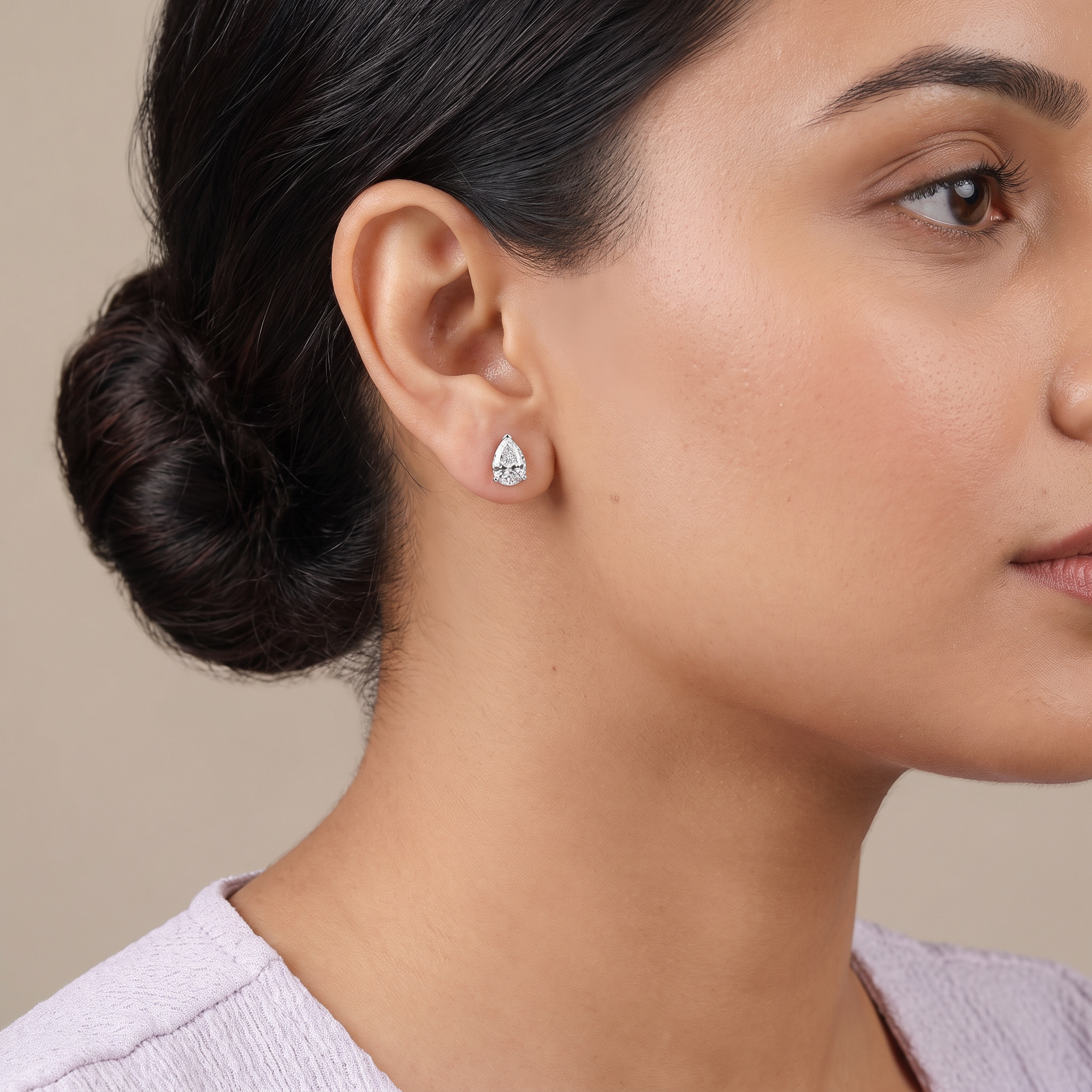 2 CT Pear Solitaire Lab Grown Diamond Studs