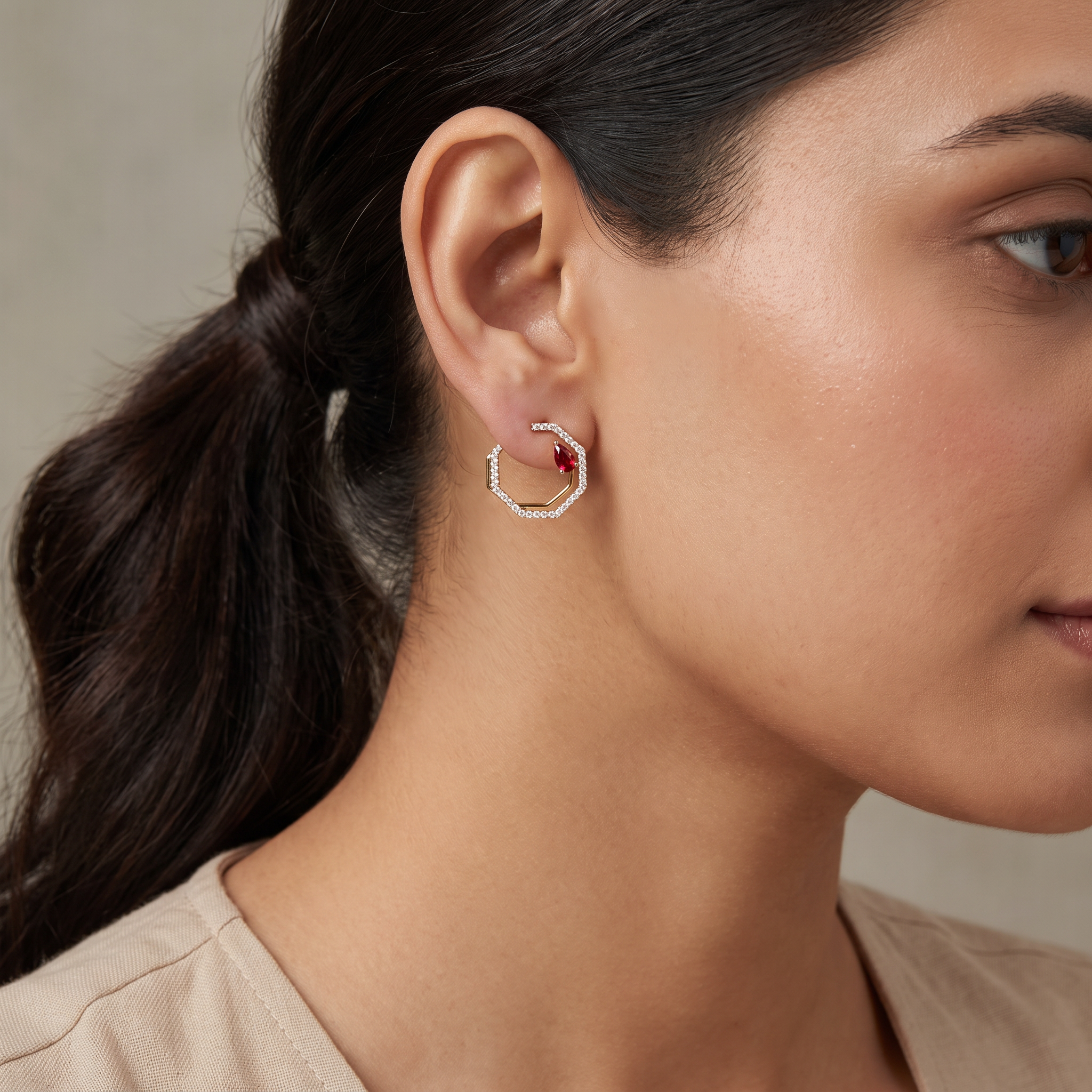 Suzaine Emerald Lab Diamond Hoops