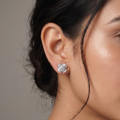 Floret Round Lab Grown Diamond Earrings