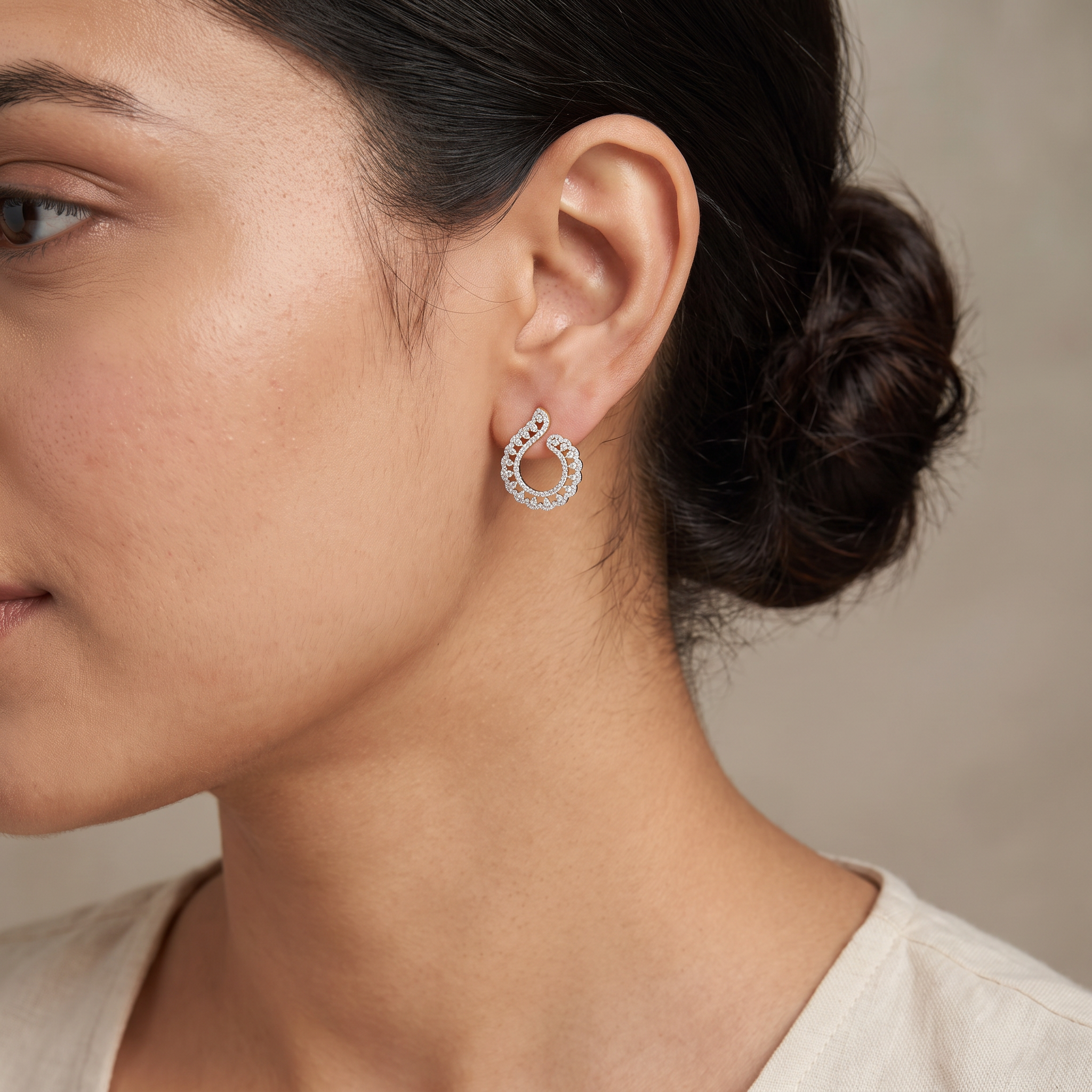 Feather Shaped Lab Grown Diamond Earrings