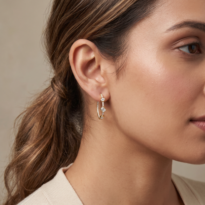 Trio Stone Lab Grown Diamond Hoops