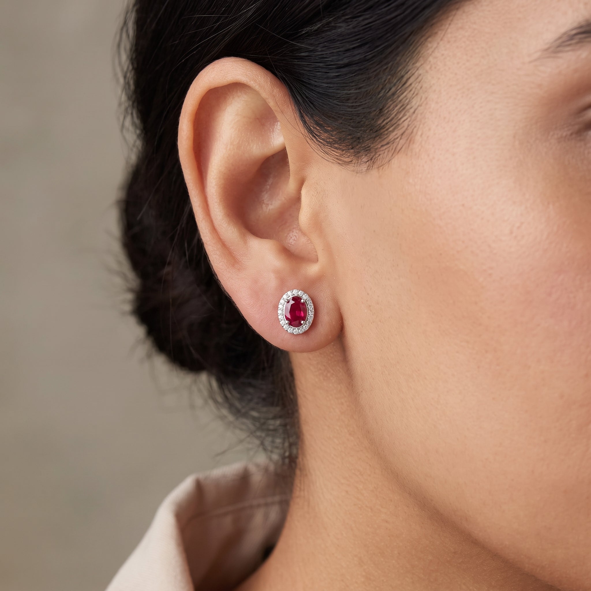 Vintage Ruby Lab Grown Diamond Studs