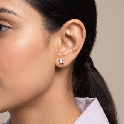 Lab-Grown 1 CT Classic Square Diamond Studs