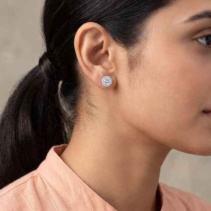 1 CT Halo Lab Grown Diamond Solitaire Studs