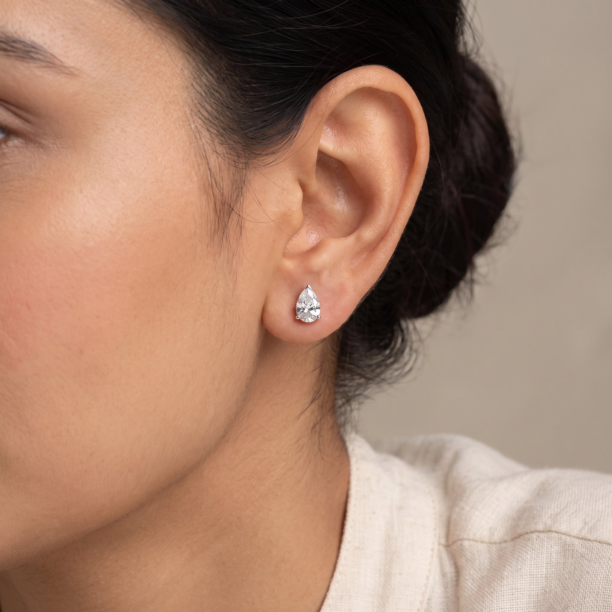 1 CT Lab Grown Diamond Solitaire Pear Studs