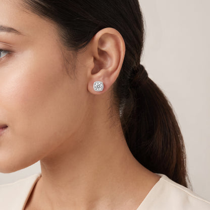 1 CT Halo Cushion Cut Lab Grown Diamond Studs