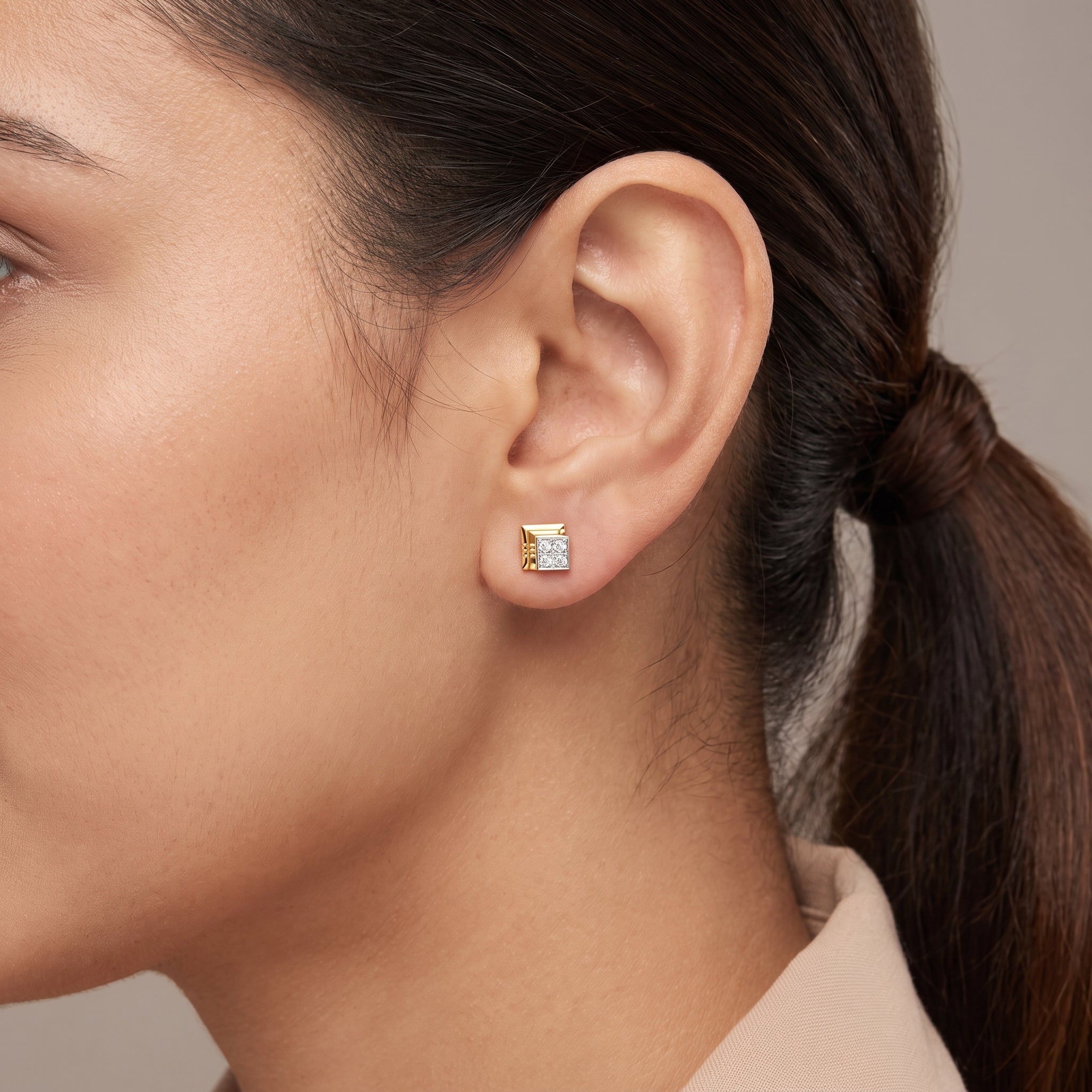 Classic Geometric Lab Grown Diamond Crystal Studs