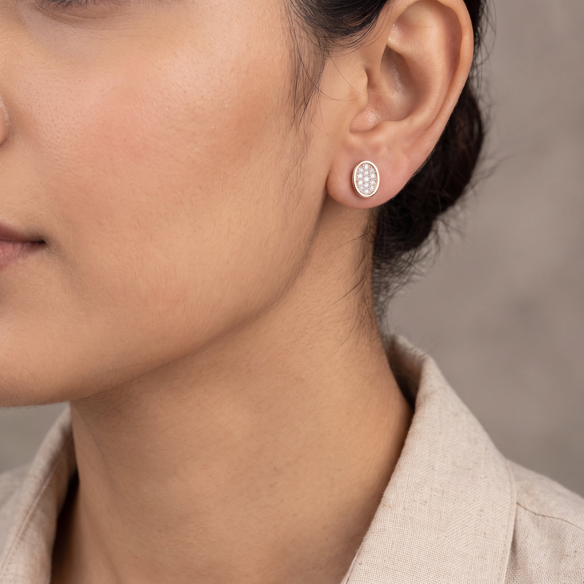 Oval Lab Grown Diamond Encrusted Studs