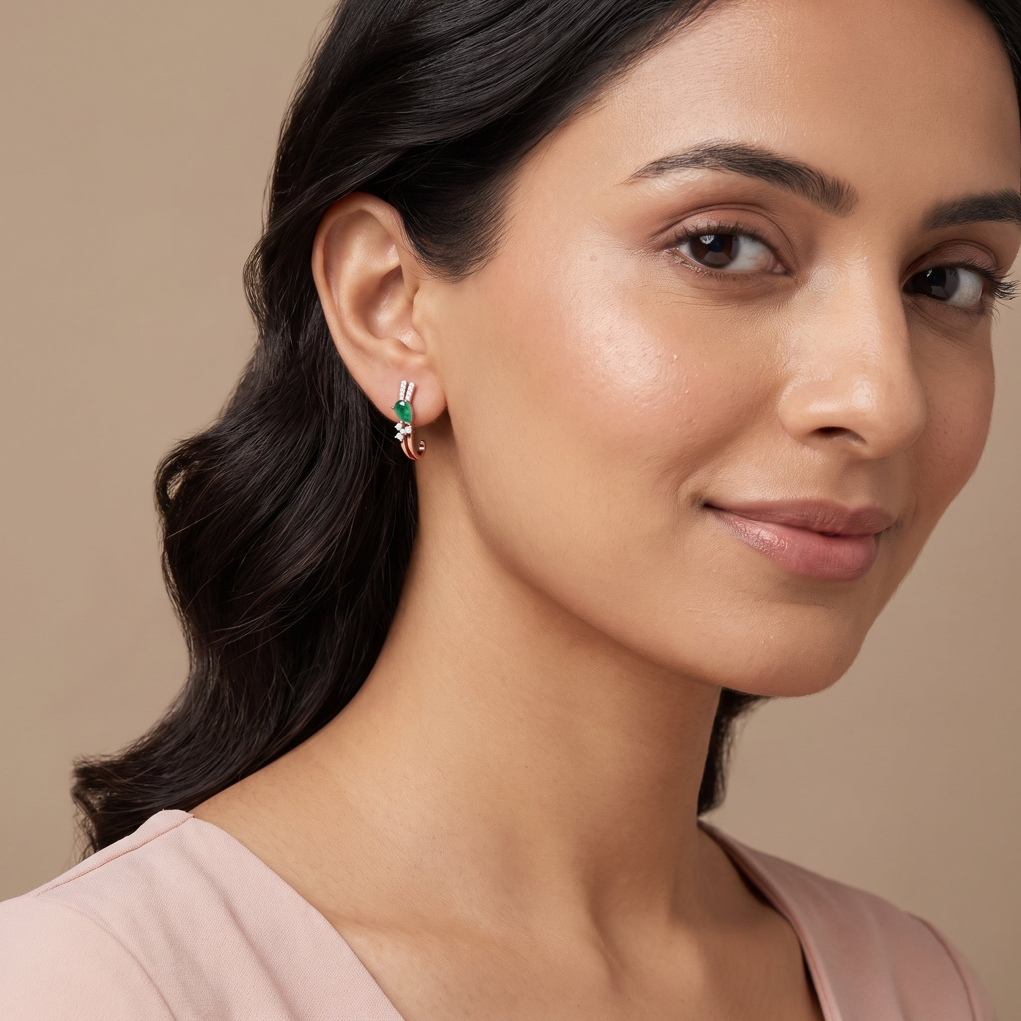 Regal Pear Emerald Lab Grown Diamond Hoops