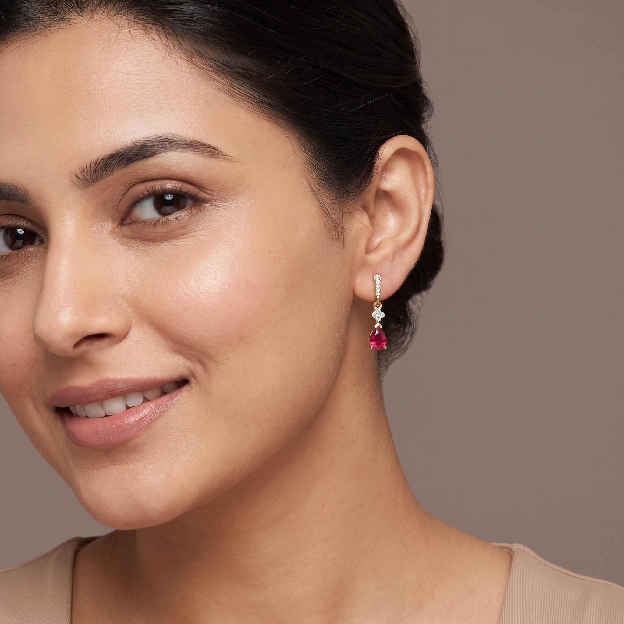 Ruby Drop Lab Grown Diamond Earrings