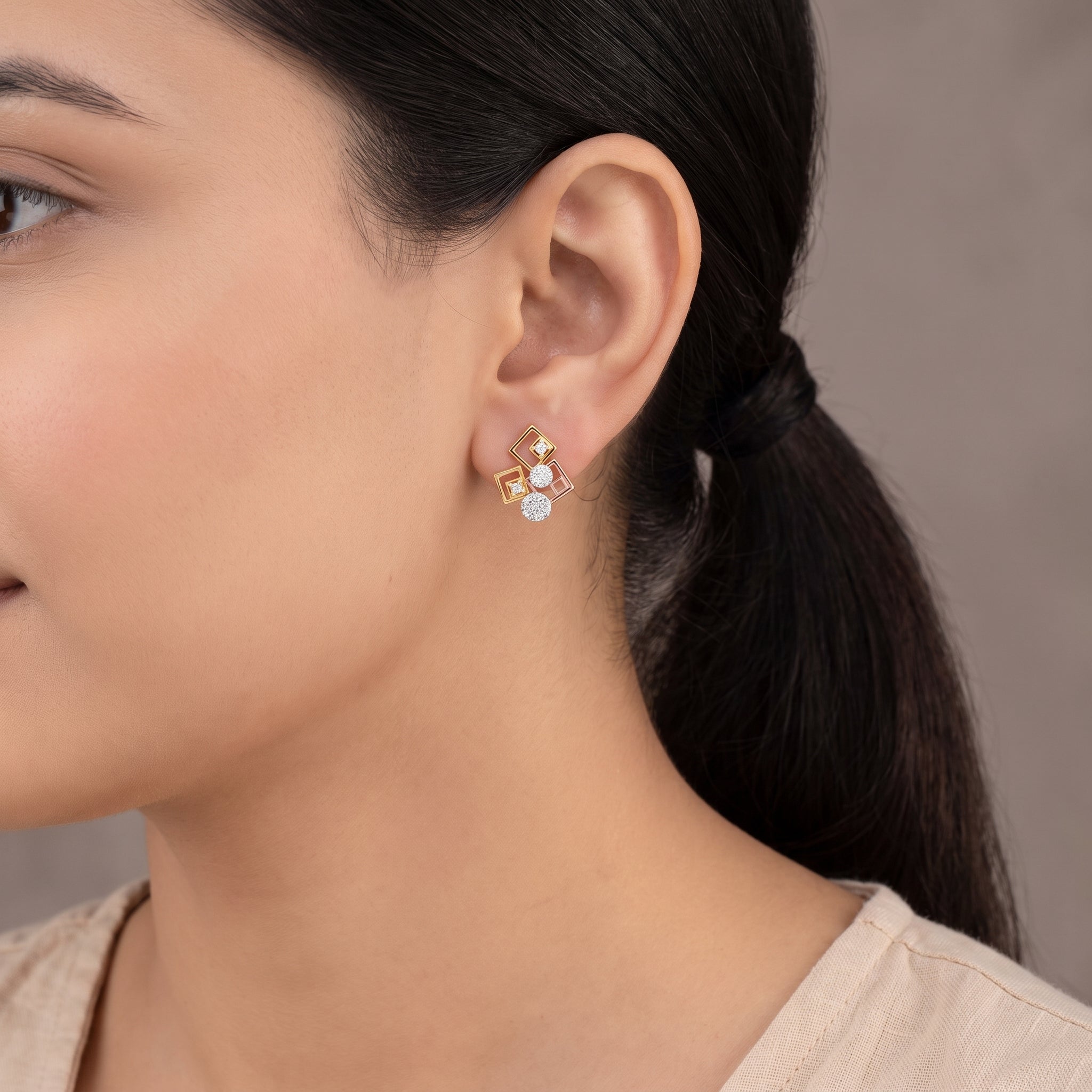 Geometrical Lab Grown Diamond Earrings