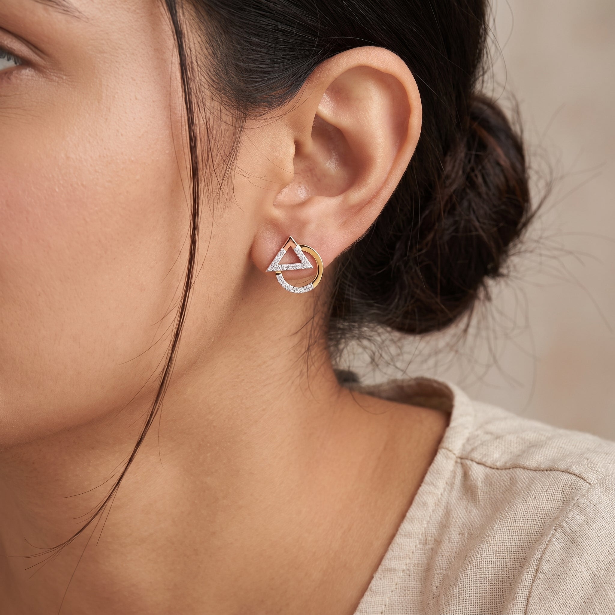 Modern Lab Grown Diamond Duo Earrings