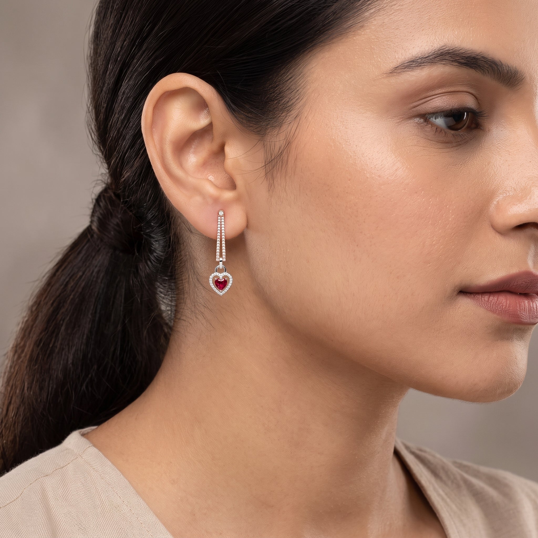 Lab Grown Diamond Drop Heart Earrings