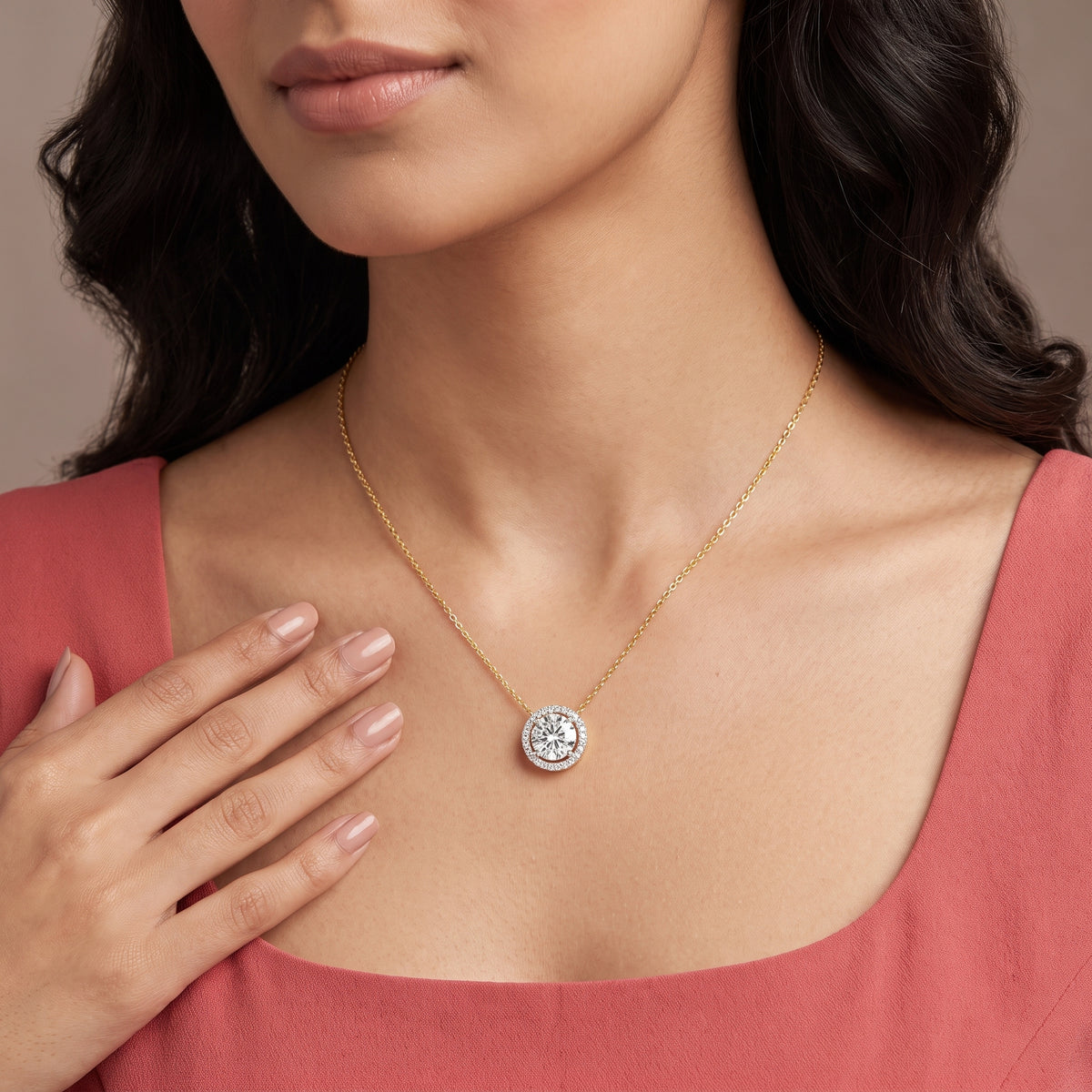 Betty Halo Round Lab Grown Diamond Pendant