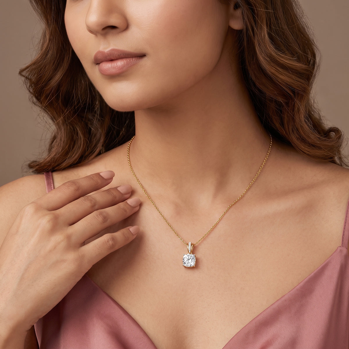 2 CT Cushion Lab Grown Diamond Solitaire Pendant