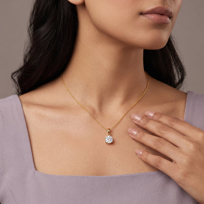 Three Prong 0.5 CT Lab Grown Diamond Pendant
