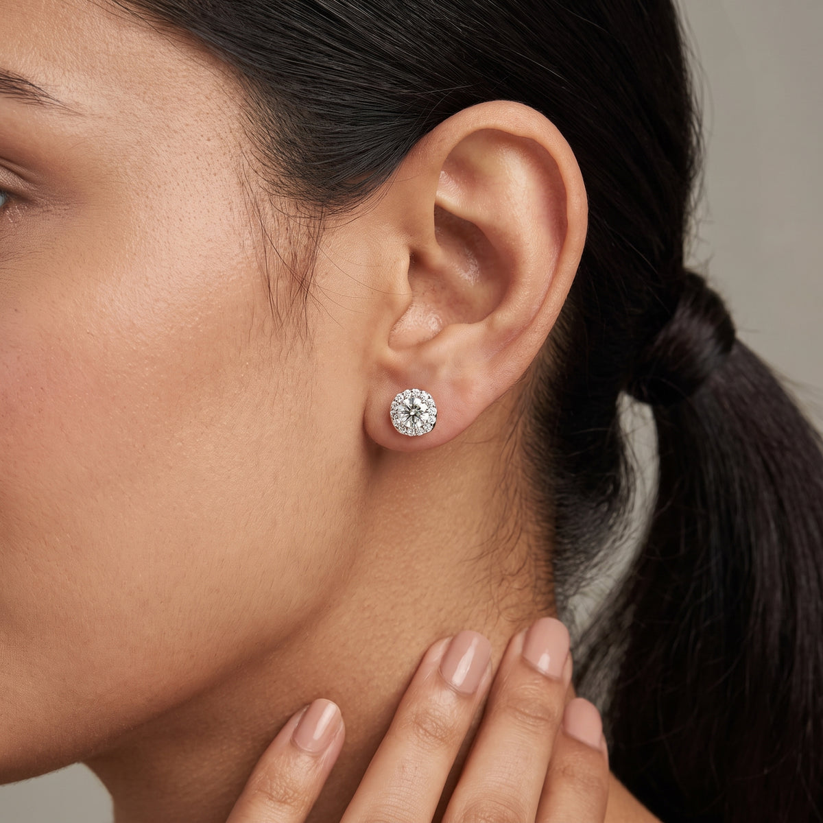 1 CT Cushion Halo Lab Grown Diamond Detachable Studs