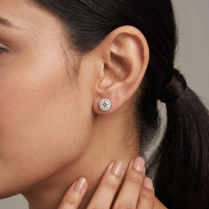 1 CT Cushion Halo Lab Grown Diamond Detachable Studs