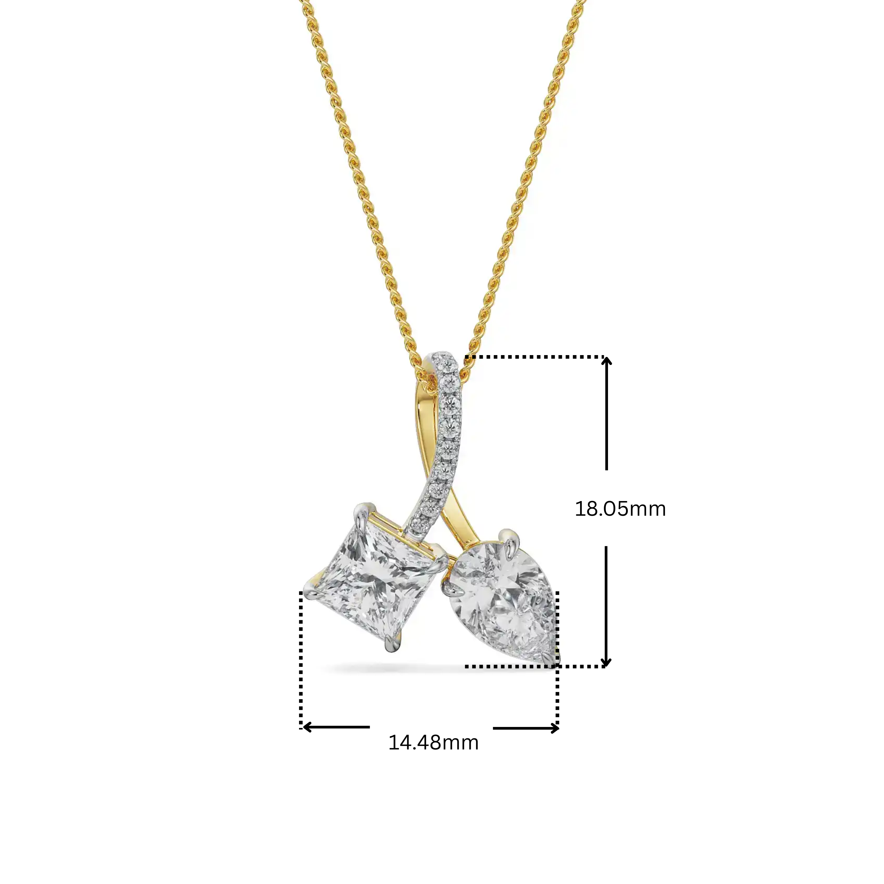 Square Pear Lab Grown Diamond Pendant