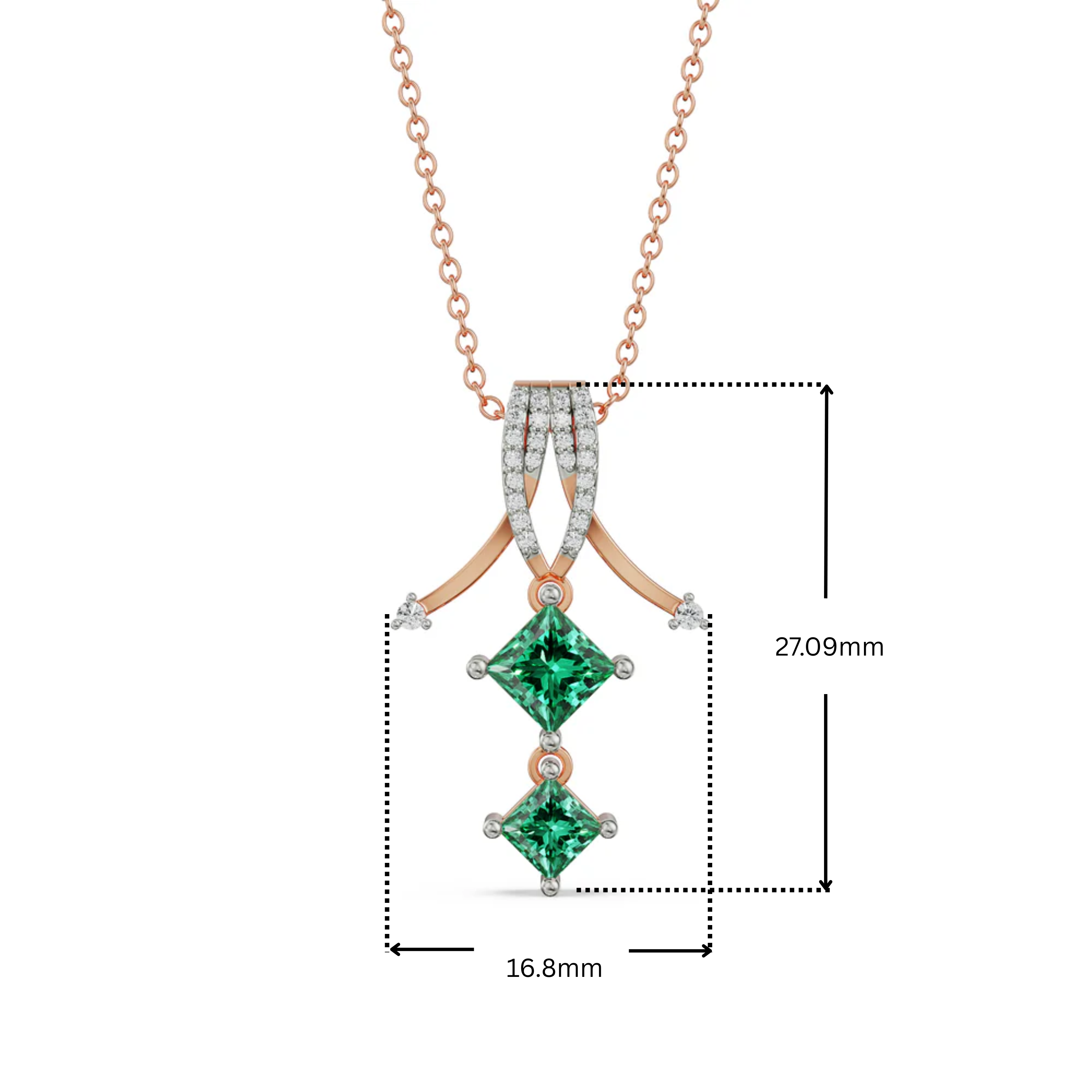 Arrow Emerald Lab Grown Diamond Pendant
