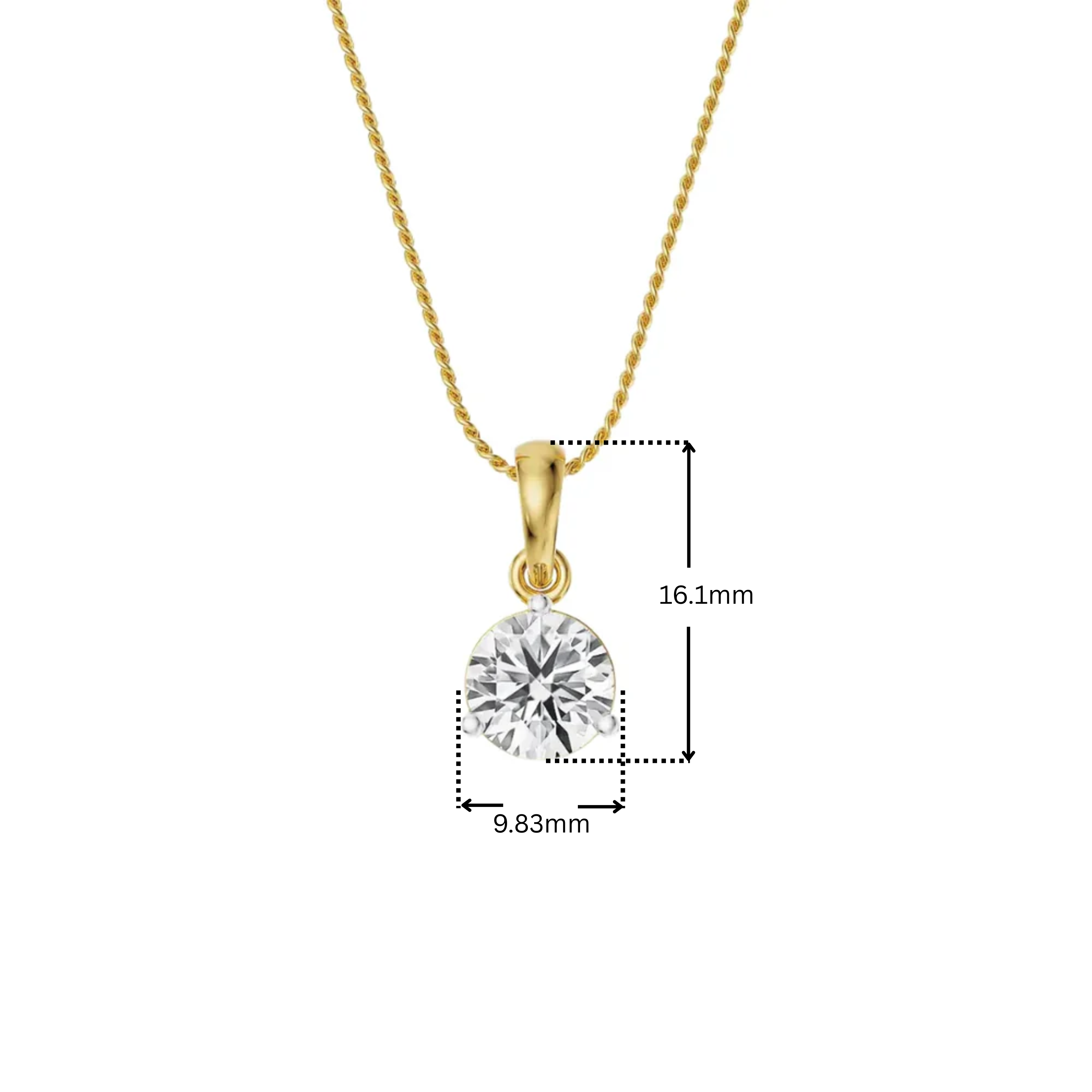 Three Prong 2 CT Lab Grown Diamond Pendant