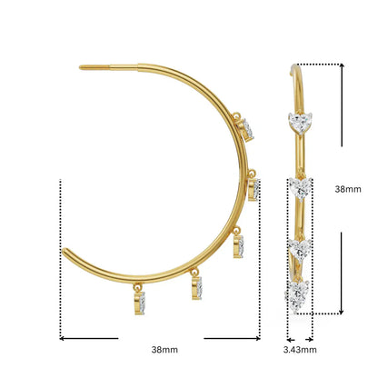 Dancing Hearts Dangle Hoop Earrings_in_stock