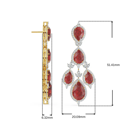 Ruby Pear Lab Diamond Dangle Earrings