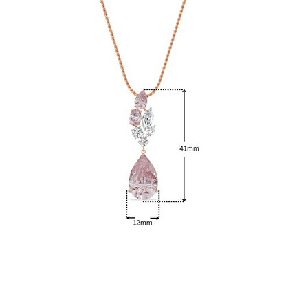 Pink Sapphire Lab Diamond Drop Pendant
