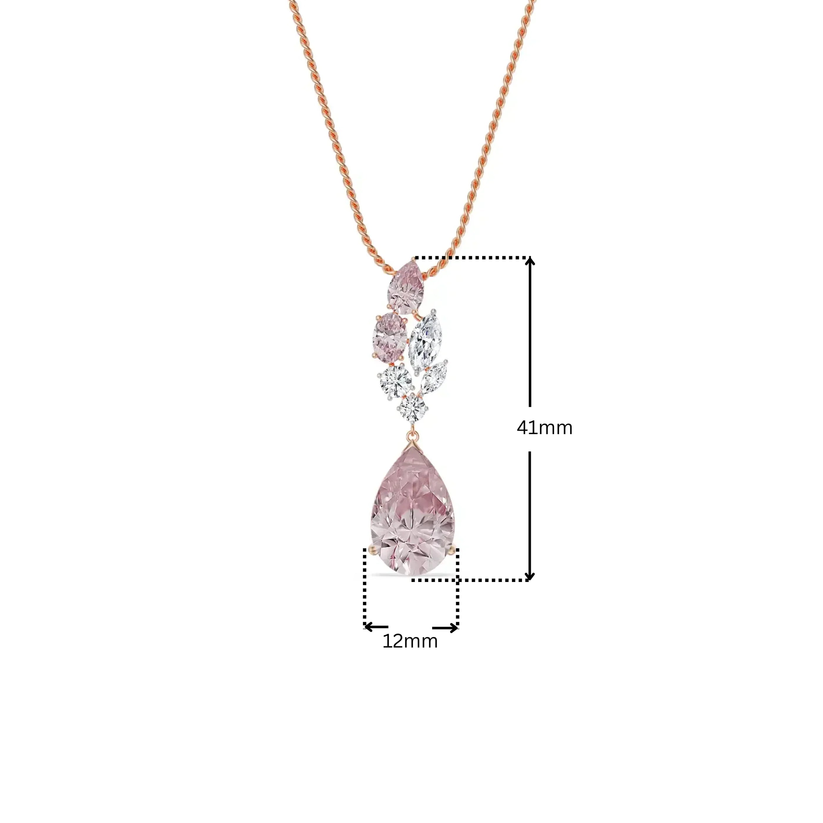 Pink Sapphire Lab Diamond Drop Pendant_in_stock