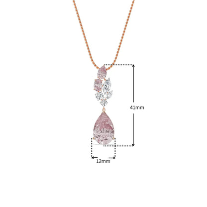 Pink Sapphire Lab Diamond Drop Pendant_in_stock