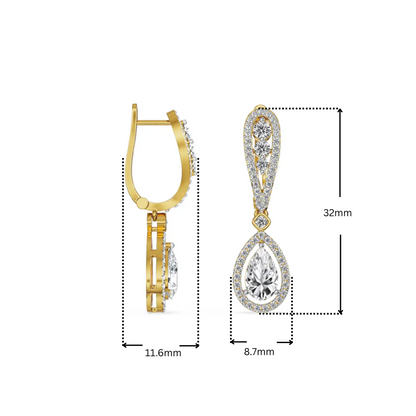 Halo Pear Cluster Dangler Earrings