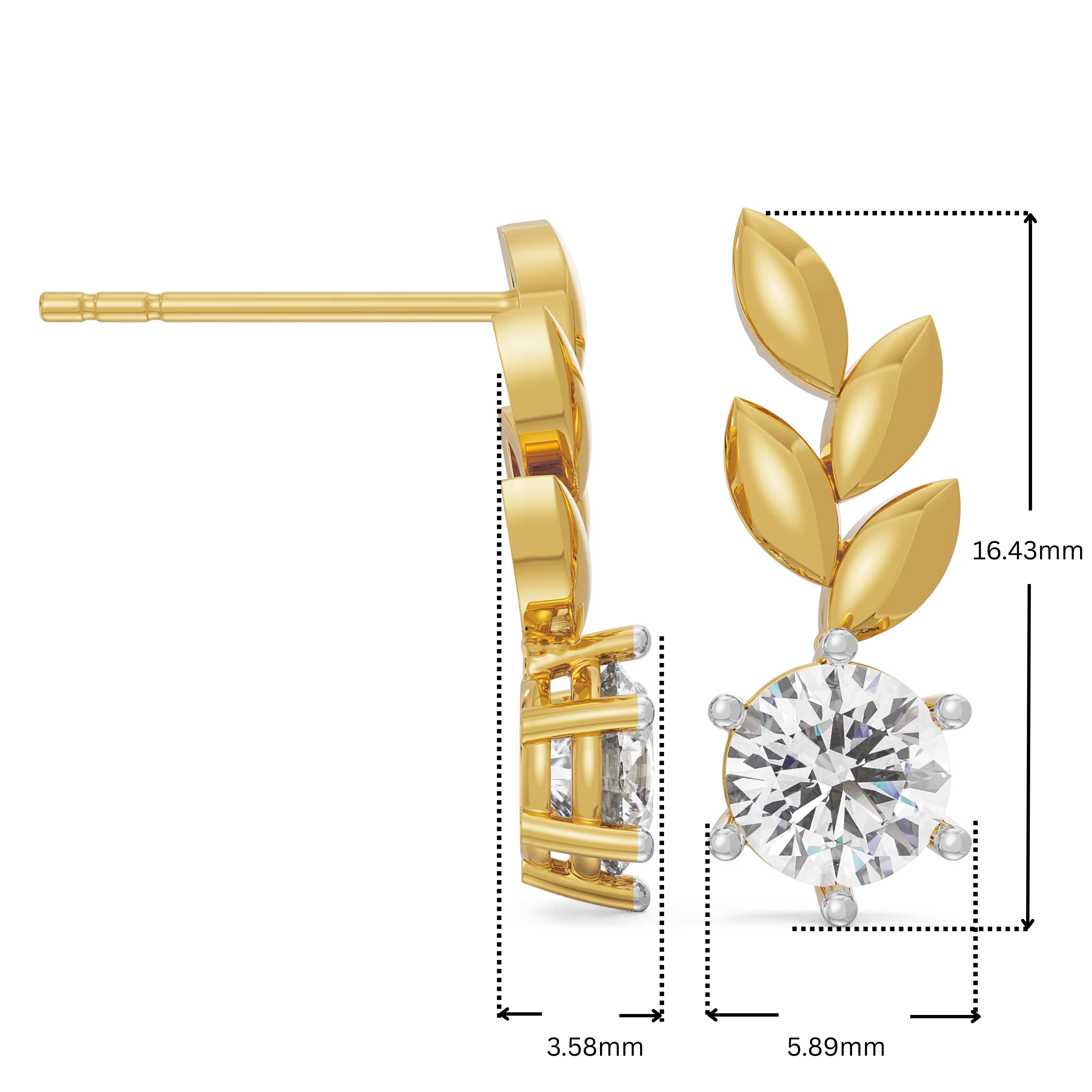 Leafy Lab Grown Diamond Solitaire Studs