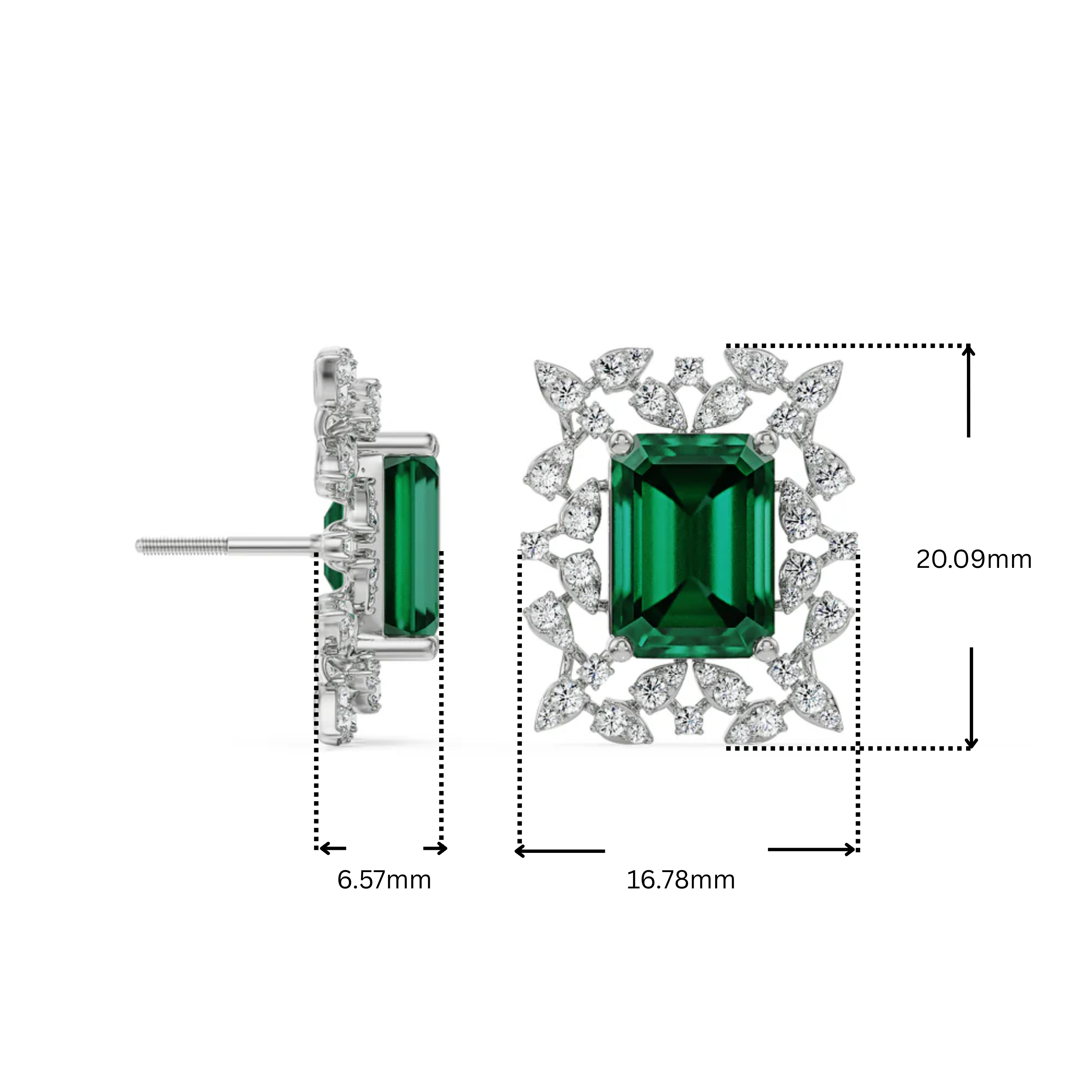 Vintage Emerald Lab Grown Diamond Studs