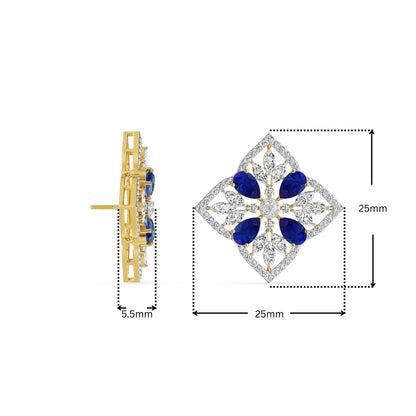 Blue Sapphire Lab Diamond Glamour Studs_in_stock