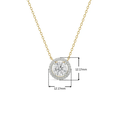 1.5 CT Round Halo Glistening Lab Diamond Pendant