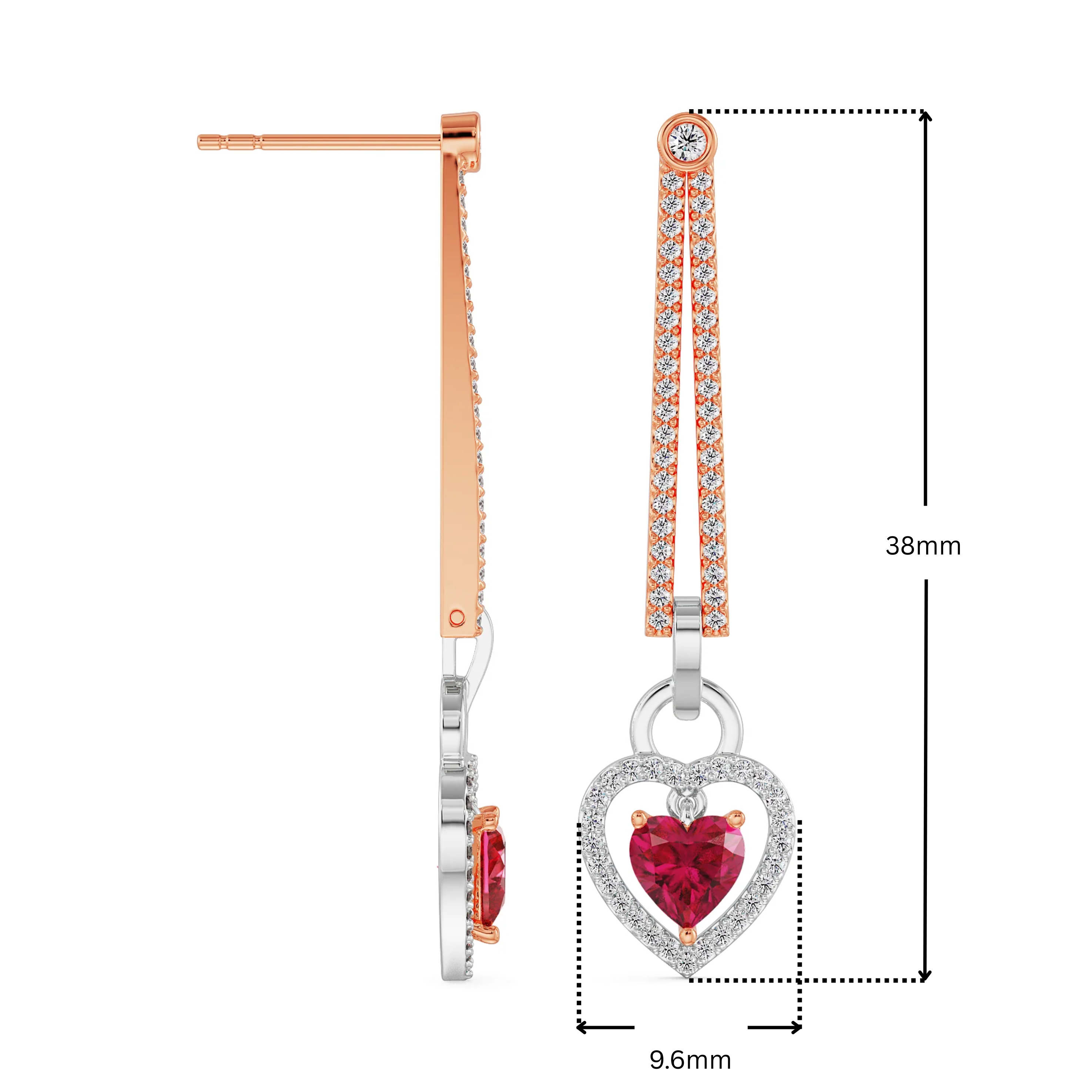 Lab Grown Diamond Drop Heart Earrings