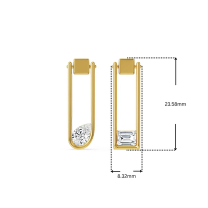 Pear Emerald Paper Clip Lab Grown Diamond Earrings