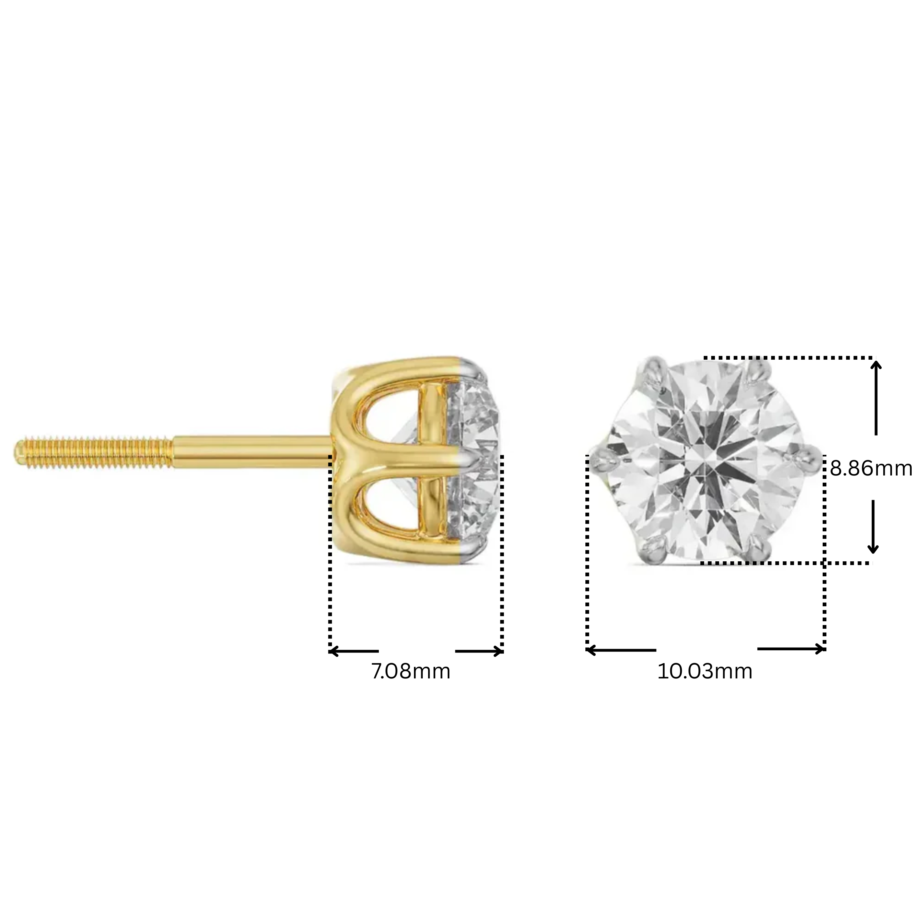 Six Prong 2 CT Lab Grown Diamond Studs