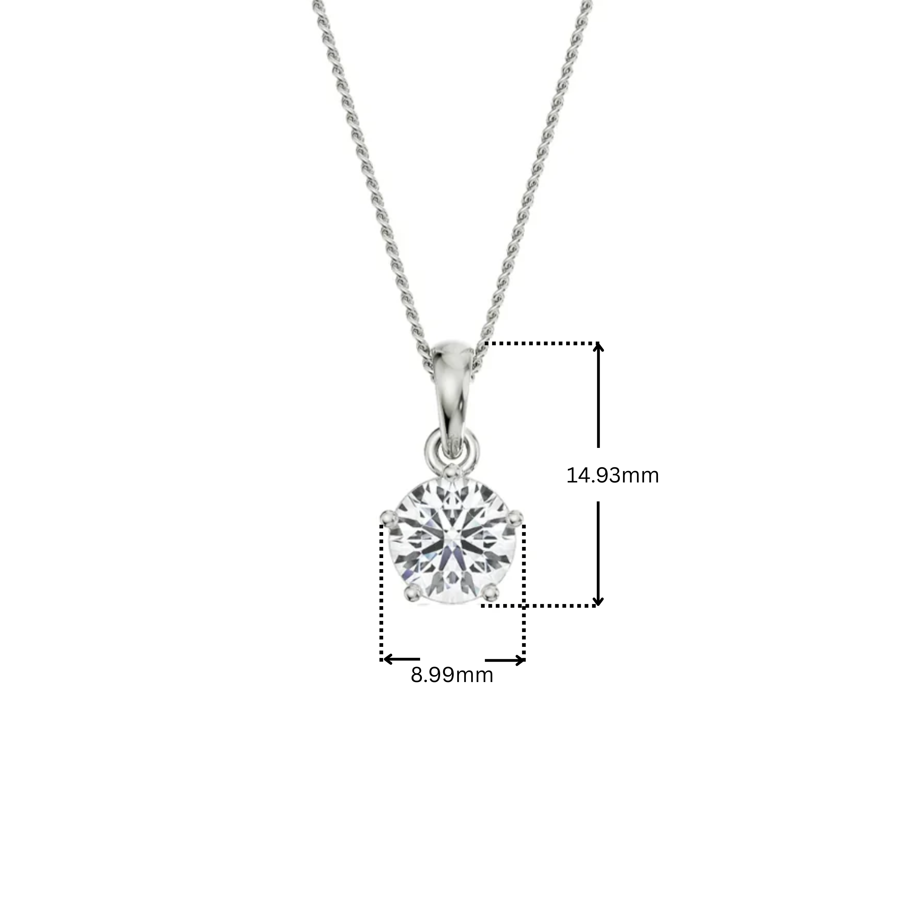 1.5 CT Bright Round Lab Grown Diamond Pendant