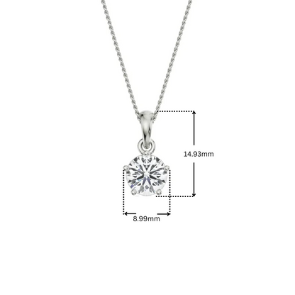 1.5 CT Bright Round Lab Grown Diamond Pendant