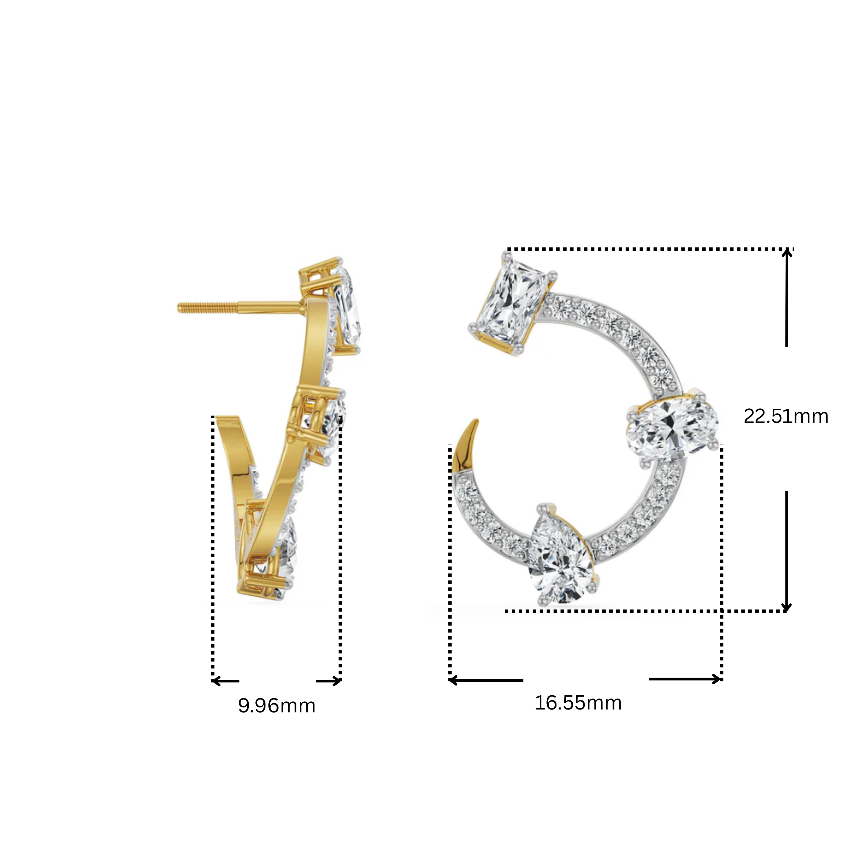 Trio Solitaire Lab Grown Diamond Hoop