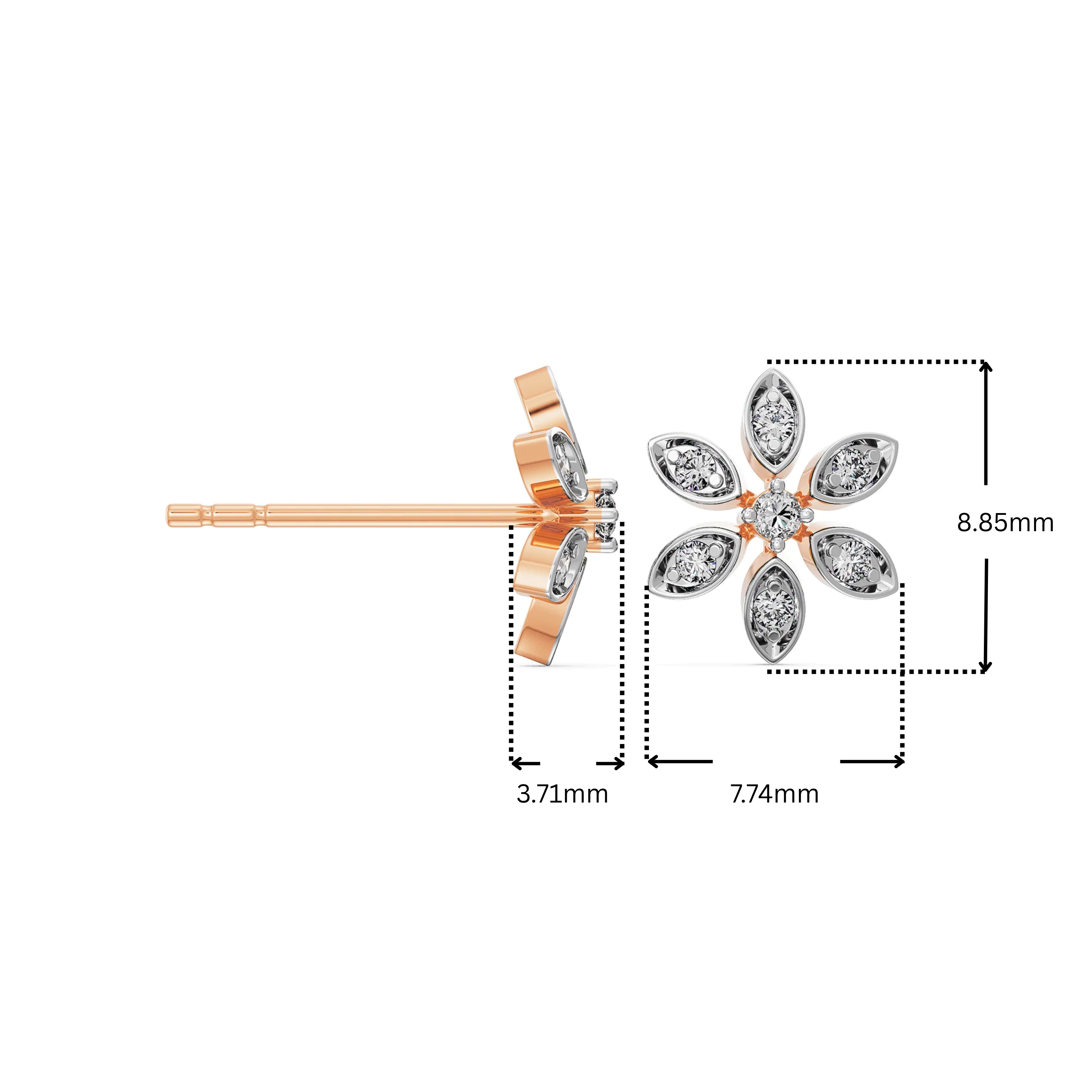 Delicate Blossom Lab Grown Diamond Stud Earrings