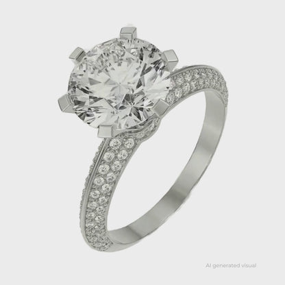 Whimsical Round Pave Lab Diamond Engagement Ring
