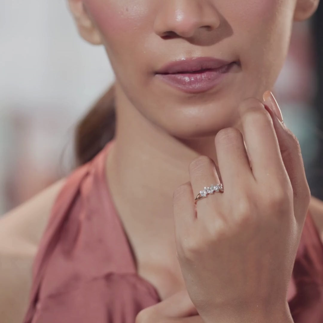 Leafy   Lab   Grown   Diamond   Band - focused view on model 