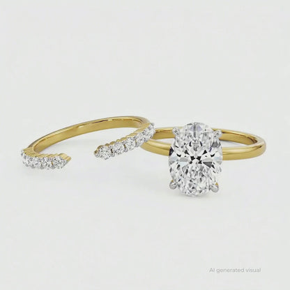 Oval Bridal Lab Grown Diamond Ring Set