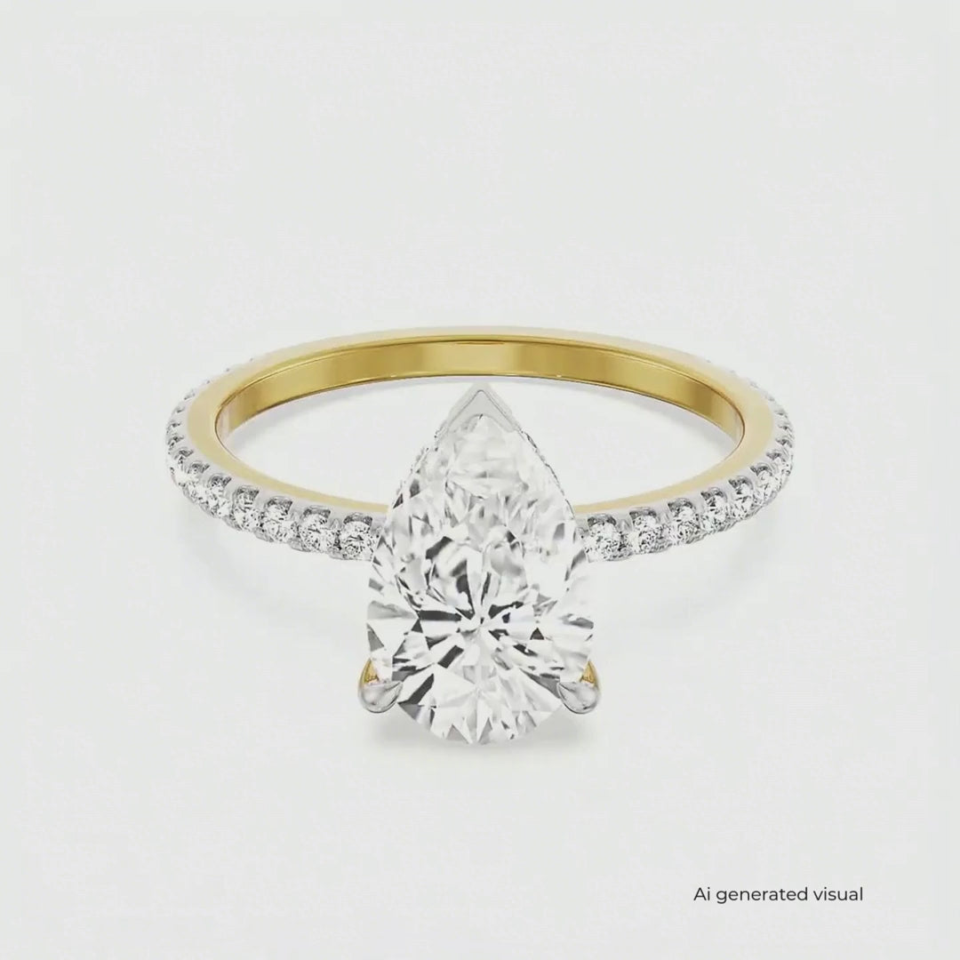 Vintage Pear Lab Diamond Engagement Ring