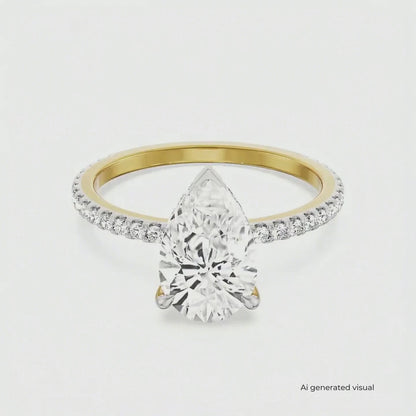 Vintage Pear Lab Diamond Engagement Ring