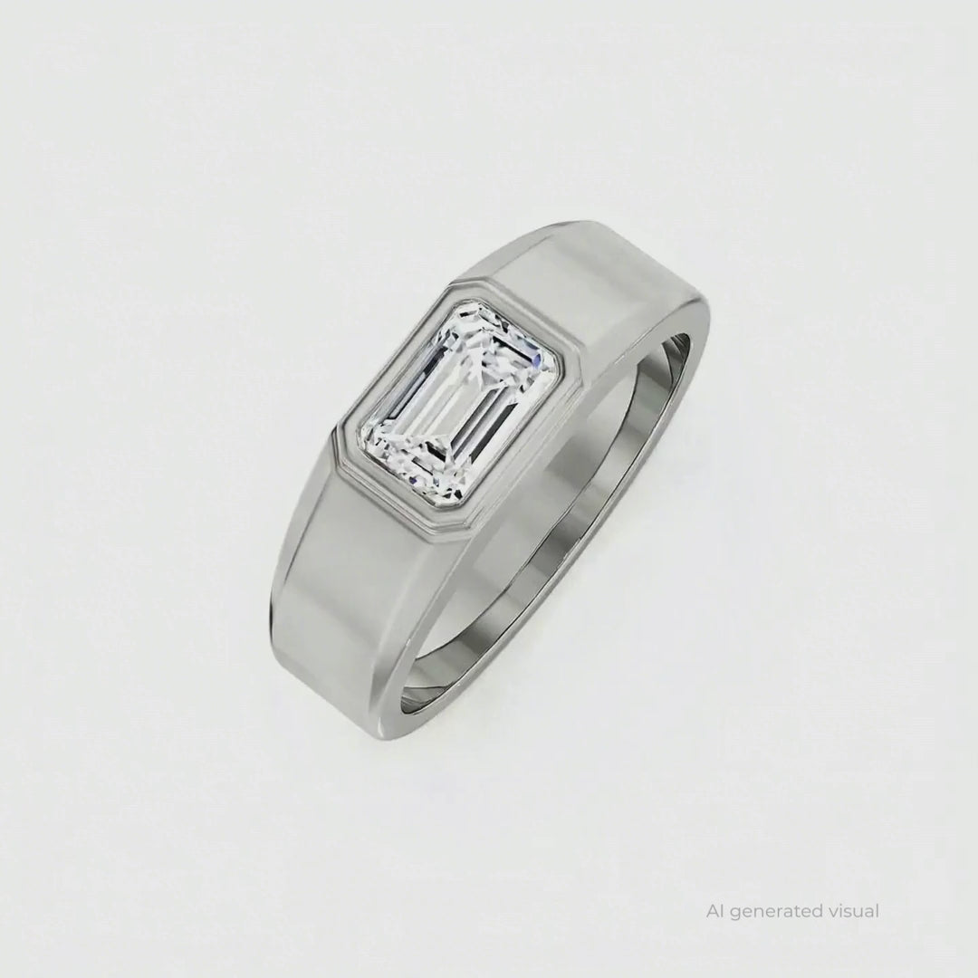Nirvan Emerald Cut Lab Grown Diamond Ring