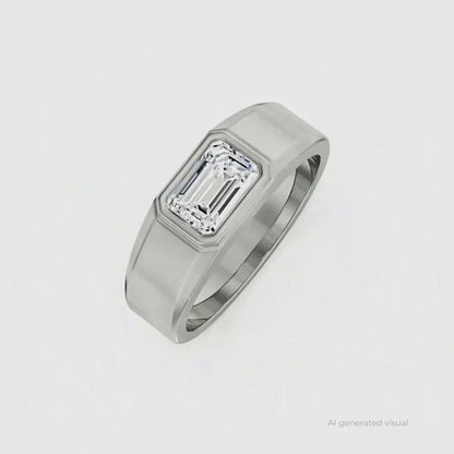 Nirvan Emerald Cut Lab Grown Diamond Ring